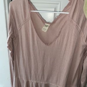 Free people we the free mauve long sleeve flowy shirt